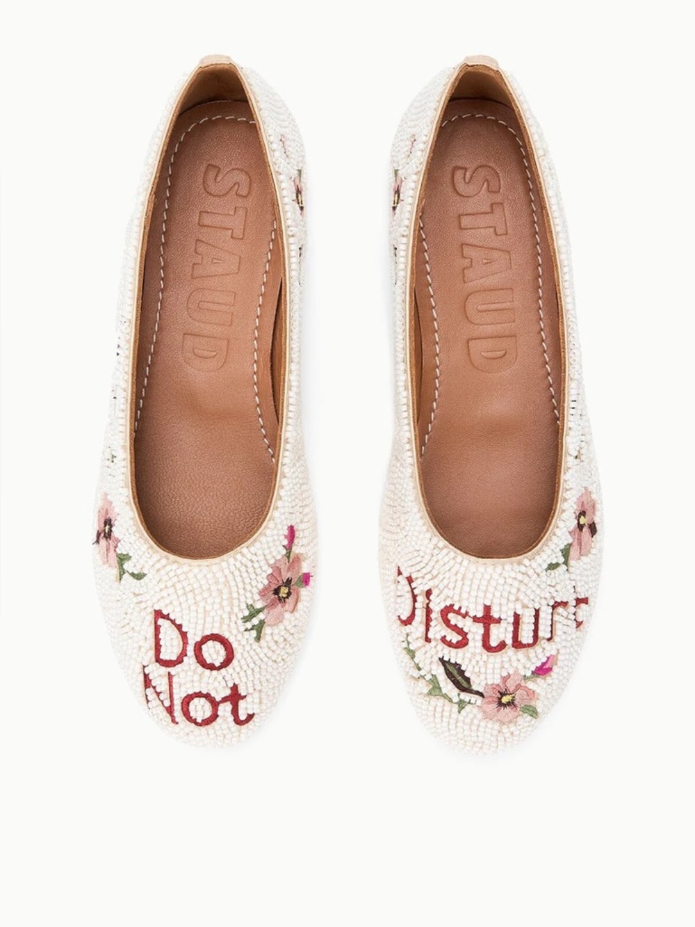 STAUD ALBA BALLET FLAT DO NOT DISTURB Beaded Size 38